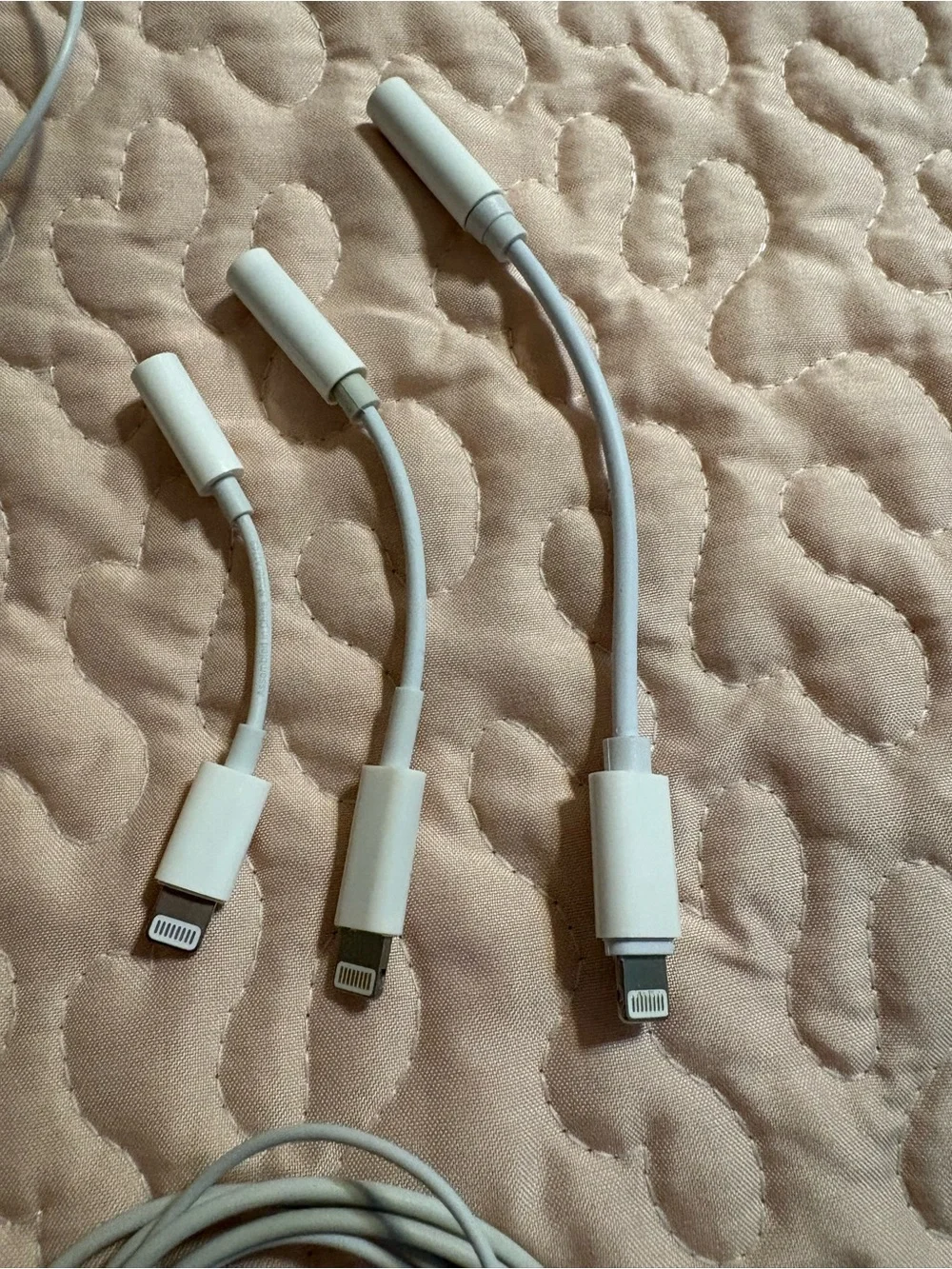 Apple White Lightning Earbuds and Multiple Lightning Adapters